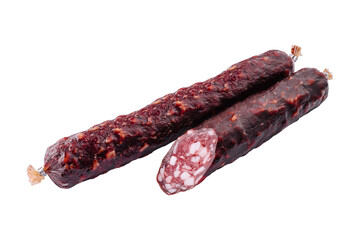 Italian salami sausage isolated on white background