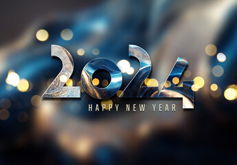 Reflective Happy New Year Text Effect Mockup