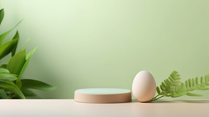 Table with Easter eggs,  product display, Easter podium display 