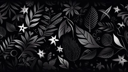 Abstract floral backdrop of monochrome flowers for spring or summer time. Banner background