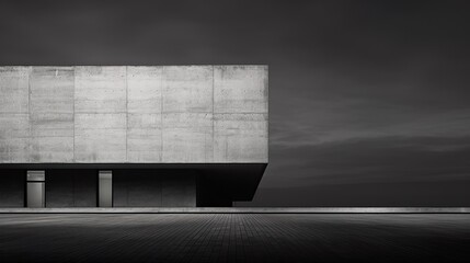 Moody and monochrome style generic minimalist concrete building.