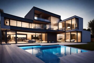 Fototapeta na wymiar luxury house with pool