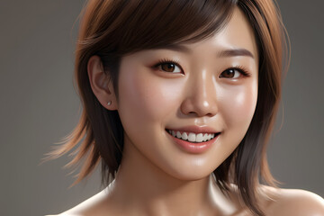Obraz premium Radiant Smile of a Young Asian Woman. Generative AI