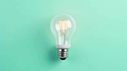 Lamp bulb against mint background 