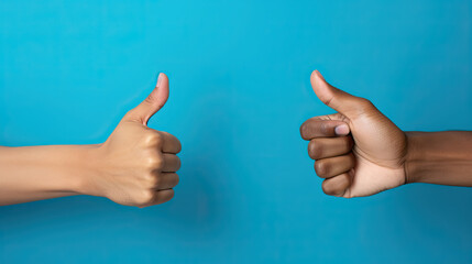 Two hands with thumb up