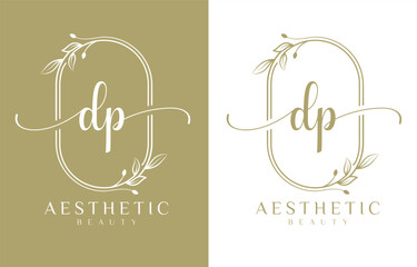 Letter DP Beauty Logo with Flourish Ornament
