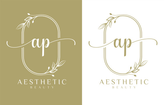 Letter AP Beauty Logo with Flourish Ornament