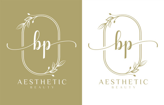 Letter BP Beauty Logo with Flourish Ornament