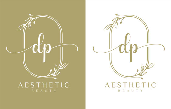 Letter DP Beauty Logo with Flourish Ornament