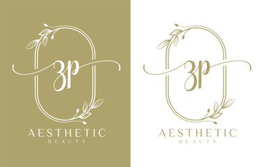 Letter Z and P Beauty Logo with Flourish Ornament