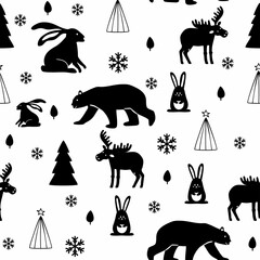 Cute animals winter pattern