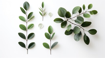  three different types of green leaves on a white background, one of them is green and the other is green and the other one has green leaves on a white background.