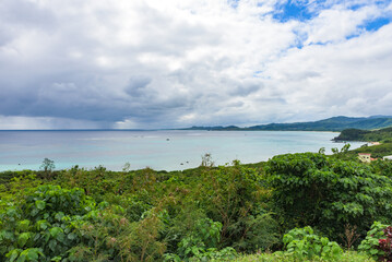 Lnadscape view from the Tamatorizaki observatory on Ishigaki Island in Okinawa Prefecture, Japan