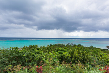 Fototapeta premium Lnadscape view from the Tamatorizaki observatory on Ishigaki Island in Okinawa Prefecture, Japan