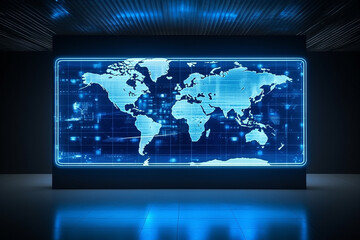 Futuristic world map global tech and business concept