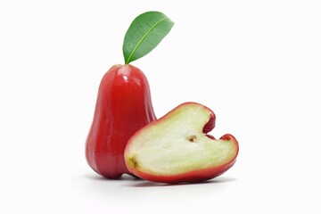 red rose apple on white background