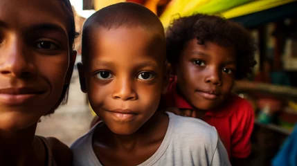 Selbstklebende Fototapete Brasilien Vibrant Smiles of Sibling Bonding in Brazilian Streets