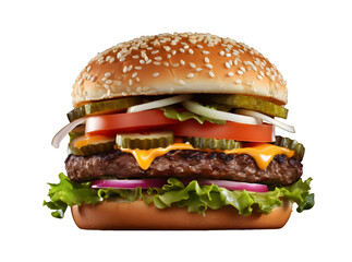 Burger with meat isolated on transparent background