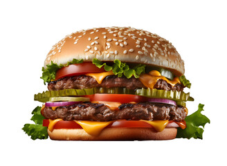 Burger with meat isolated on transparent background