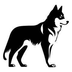 Siberian Husky Dog Vector Silhouette, Generative AI.