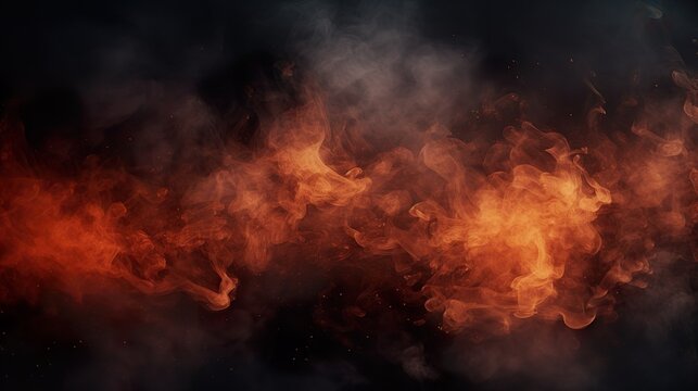 Translucent fire flames and sparks with horizontal repetition on transparent background. For used on dark illustrations.