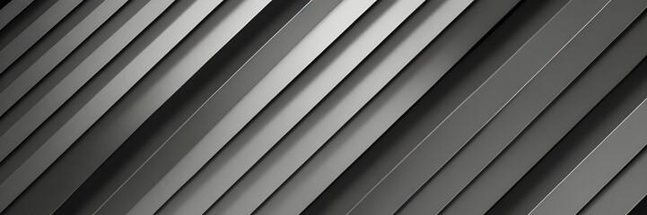 Abstract silver shining and gray diagonal stripes banner. Gray background with stripes.