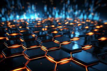 Fototapeta premium Futuristic hexagons, wallpaper with bright elements
