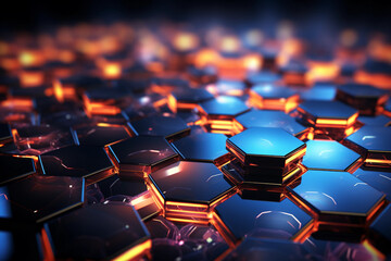 Fototapeta premium Futuristic hexagons, wallpaper with bright elements