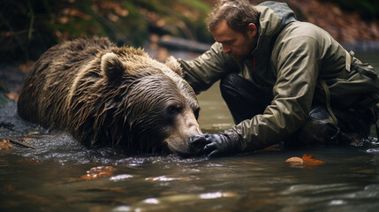 Caring  Man Dedication to Helping and Healing Injured Animals in the Wild, Advocating for Wildlife...