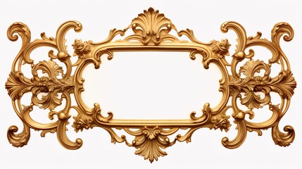 Gold Ornate baroque Frame Isolated on White Background for Display or Decoration - obrazy, fototapety, plakaty