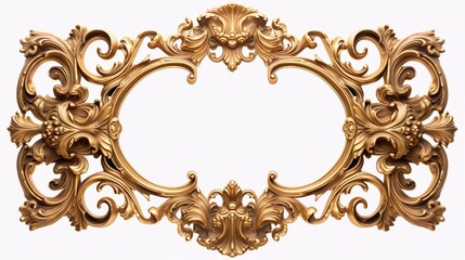 Gold Ornate baroque Frame Isolated on White Background for Display or Decoration