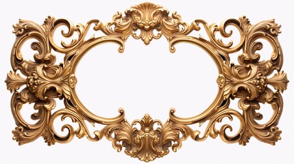 Gold Ornate baroque Frame Isolated on White Background for Display or Decoration