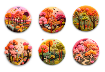 Circular Artistry: Felt Woodland with Charming Trees