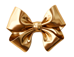 Gold bow illustration isolated on transparent background