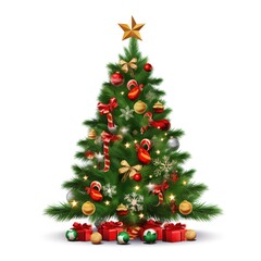 Fototapeta na wymiar Decorative Christmas Tree isolated on white background