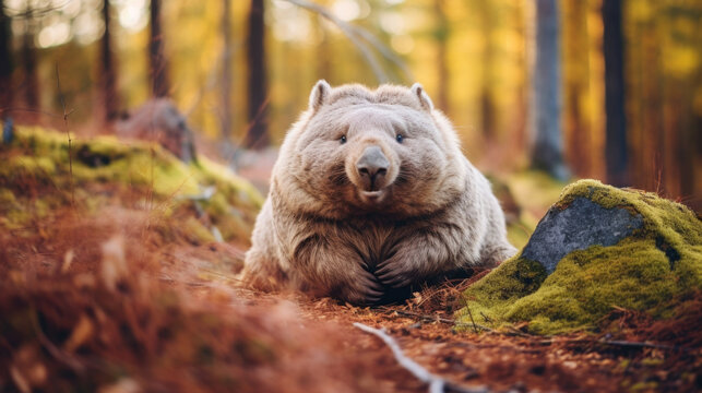 Rare Northern woolly wombat thriving in its natural wilderness