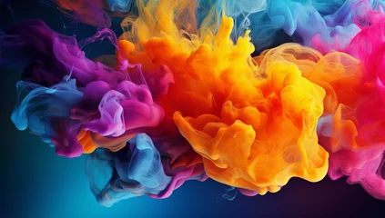 Foto op Canvas A Vibrant Dance of Colored Smokes in the Air © Marius