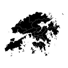 Obraz premium Hong Kong map with administrative divisions. Vector illustration.