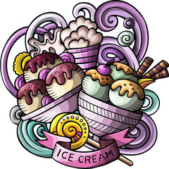 Ice Cream detailed cartoon illustration