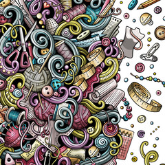 Handmade detailed cartoon border illustration