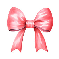 Pink bow watercolor illustration isolated on transparent background