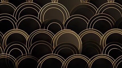 A black and gold background with circles Japanese style illustration background