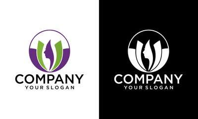 Beauty logo with woman inside circle style design template, flower, logo, woman, Premium Vector