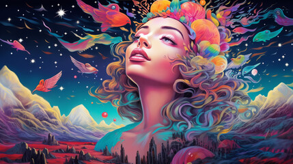 Naklejka premium Create vibrant illustrations depicting the epilepsy journey Illustration Generative AI