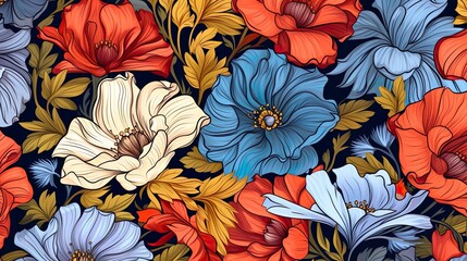 Fototapeta na wymiar Abstract floral backdrop of colorful flowers for spring or summer time. Banner background