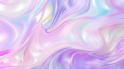 Obraz premium Seamless trendy iridescent rainbow foil texture. Soft holographic pastel unicorn marble background pattern. Modern pearlescent blurry abstract swirl illustration.
