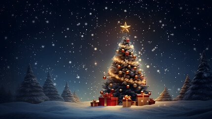 Obraz premium Abstract seasonal winter christmas decoration with wave, bubble, flower, blink, background, presentation, star, concept, magazine, powerpoint, website, marketing,