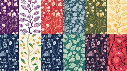 Abstract floral sets pattern backdrop of colorful flowers for spring or summer time. Banner background