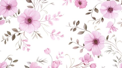 Abstract illustration of large, pink flowers in watercolor technique on white background. Print for printing