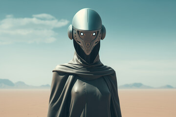 Female android, futuristic character, sci-fi concept portrait